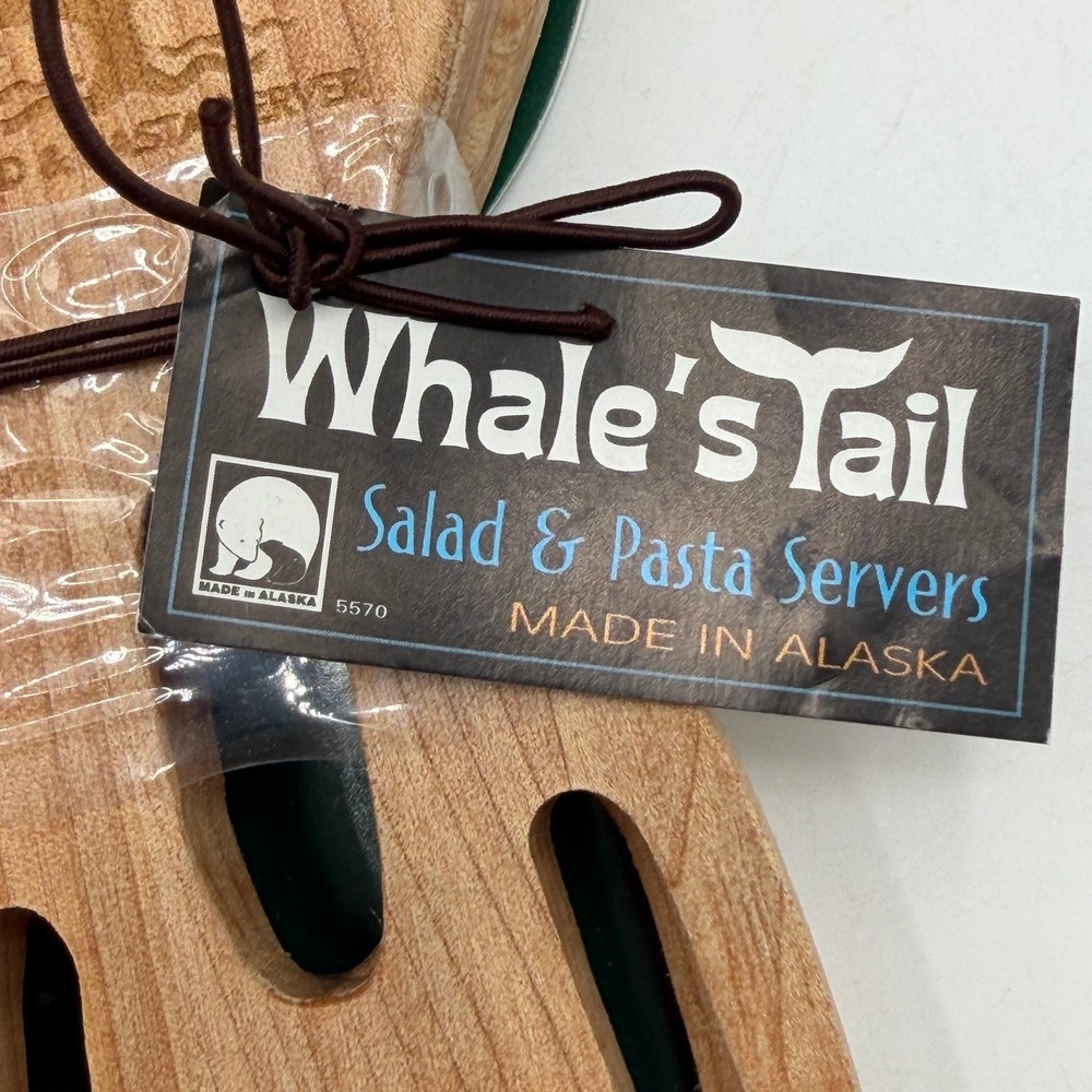 Alaska Jack's Whale's Tail Wooden Salad and Pasta Servers Made in Alaska NEW - Picture 3 of 5